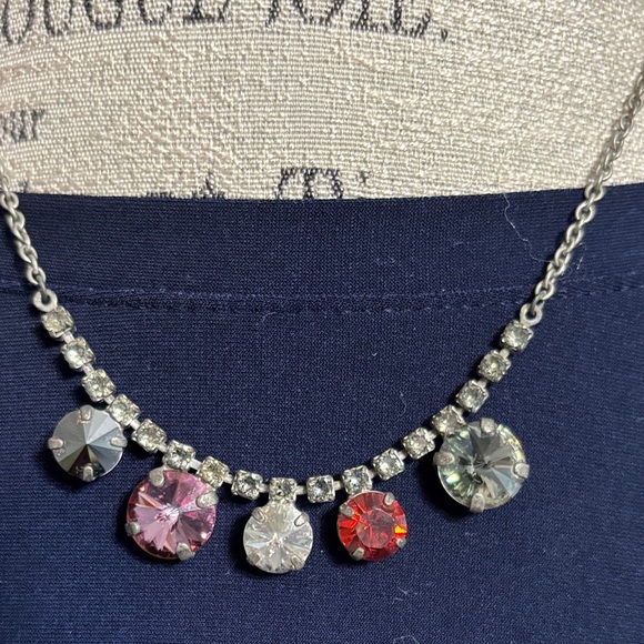 Sabika Silver Necklace with Black, Pink, and Red Accents - Picture 2 of 3